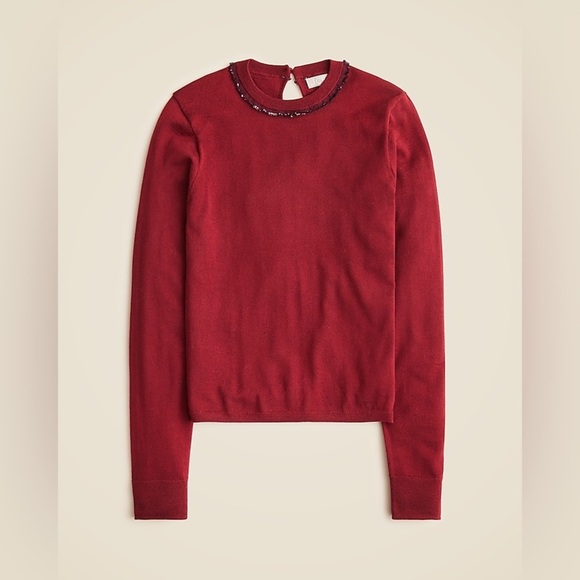 J. Crew Carolyn Embellished Fitted Crewneck Sweater in Merino Wool - Picture 3 of 9